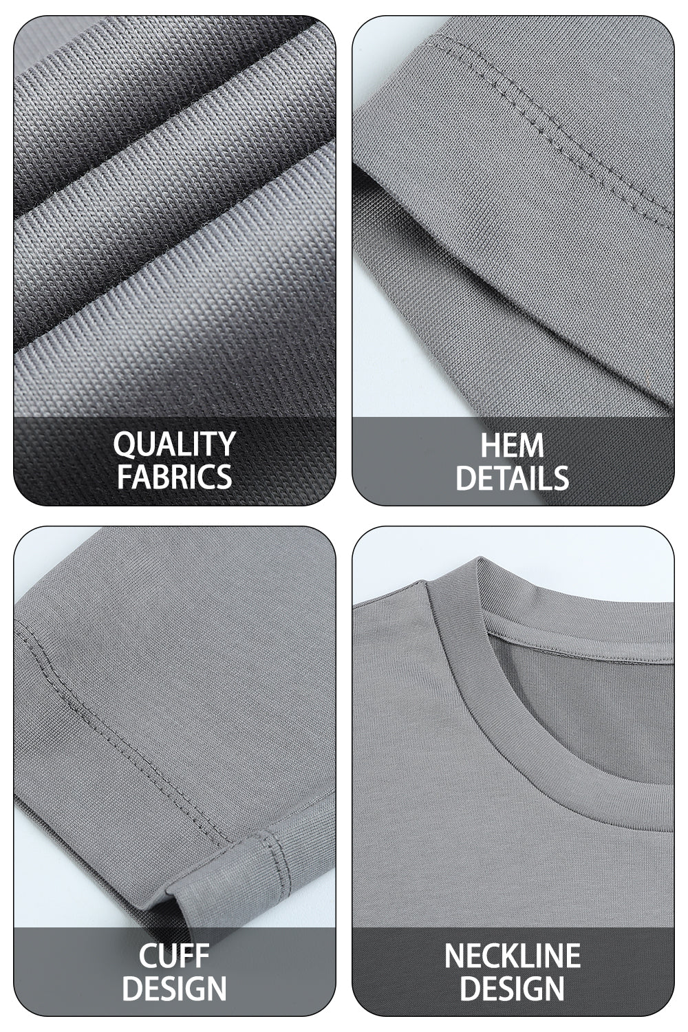 Men's Mercerized Cotton Long Sleeves T-Shirt - Grey