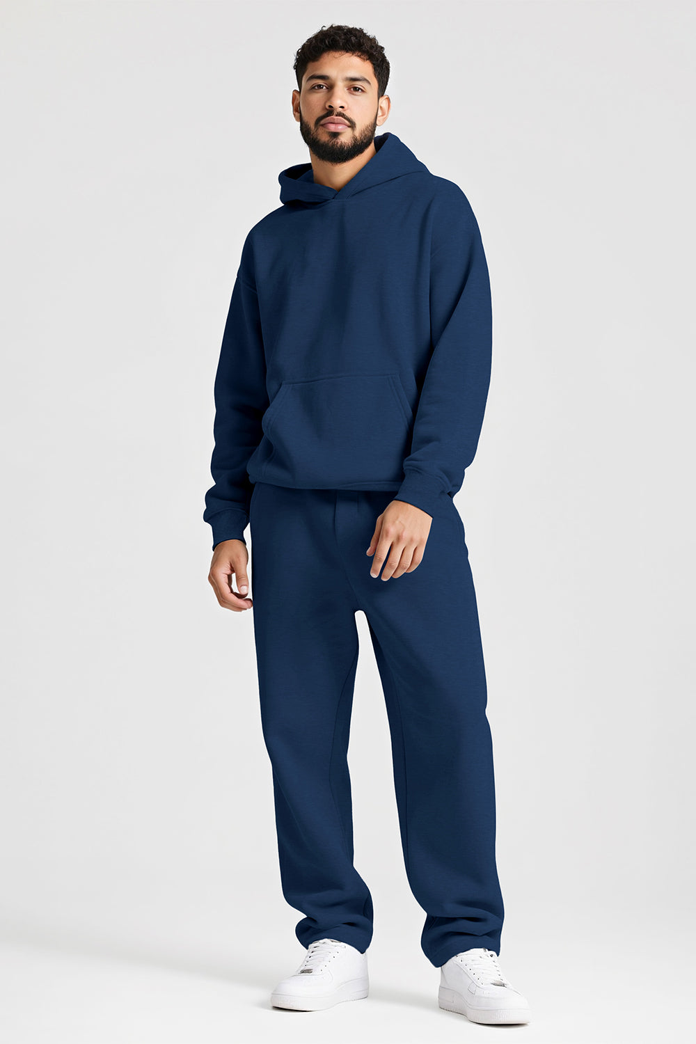 Men Pulloverl Hoodie Set - Blue