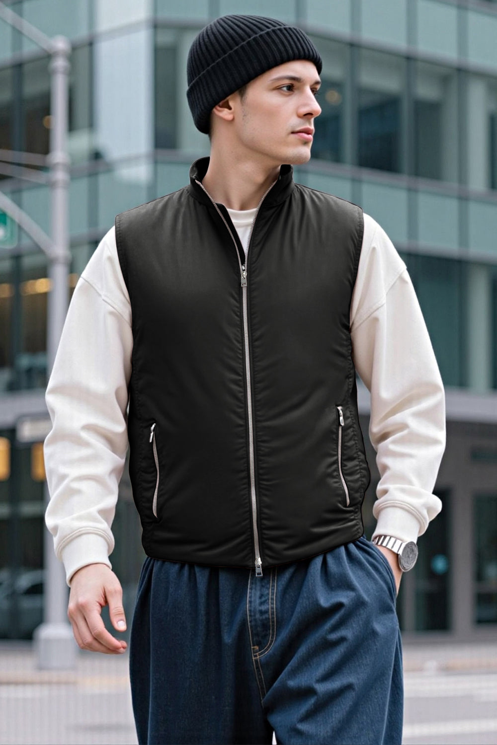 Men's Quilted Vest - Black For Sale – GINGTTO