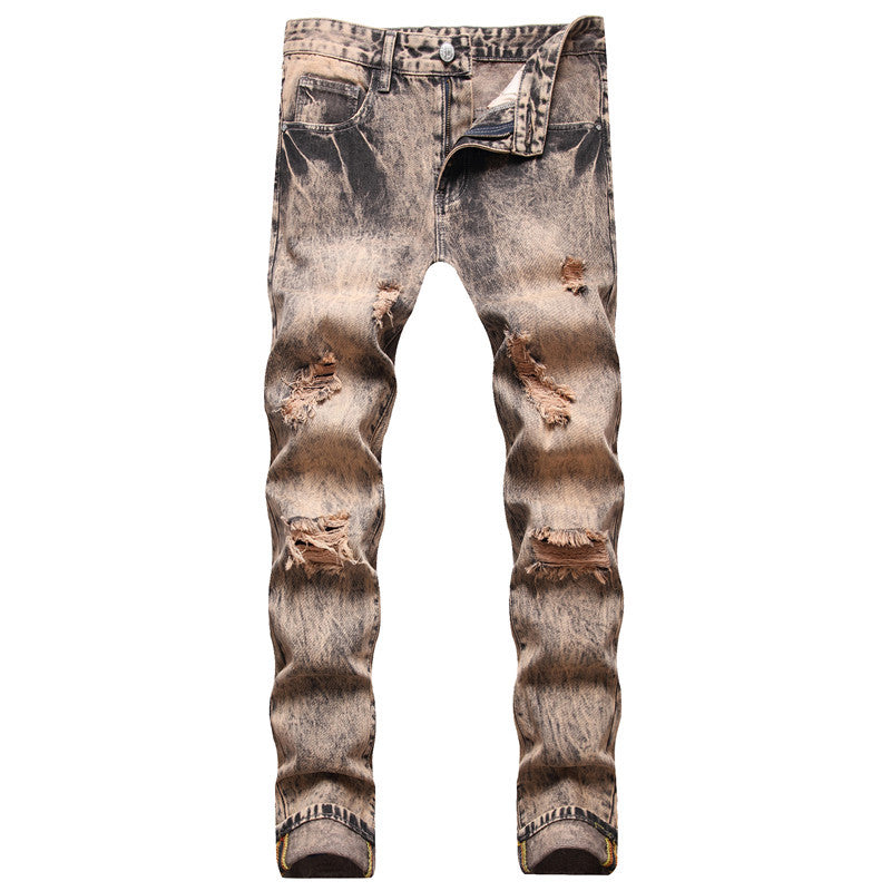 Jeans strappati rosa da uomo Jeans strappati da uomo taglie forti