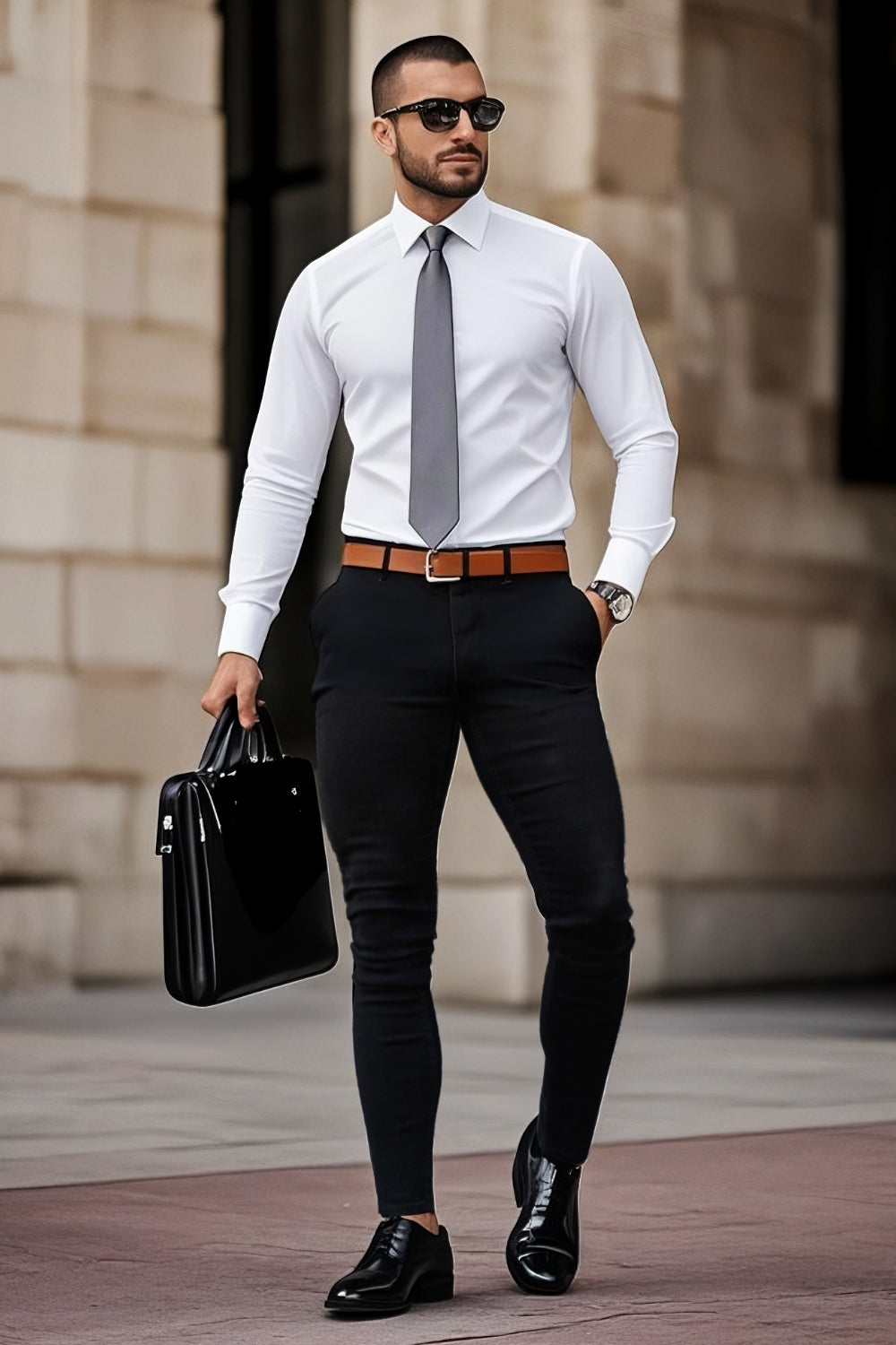 Jean skinny pour hommes - Noir et blanc