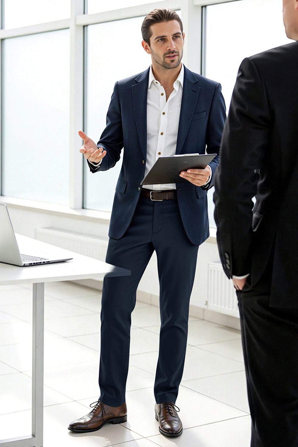 Men's Relaxed Fit Dress Pant - Dark Blue