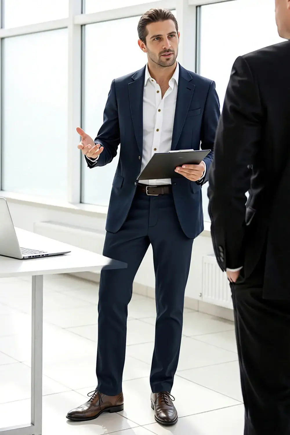Men's Slim Fit Dress Pant - Dark Blue