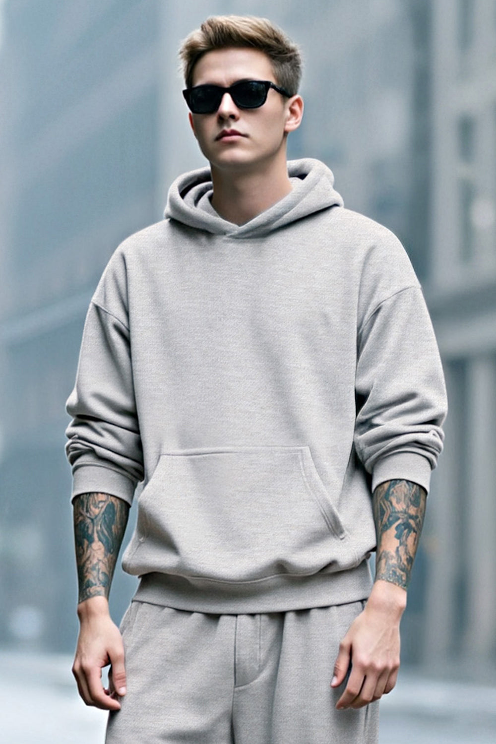 Herren-Pullover-Hoodie in Grau