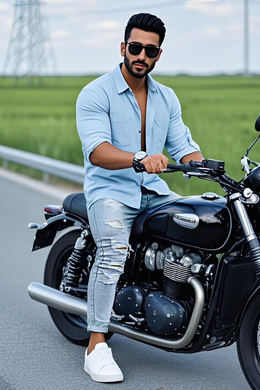 Stretch skinny jeans voor heren - lichtblauw