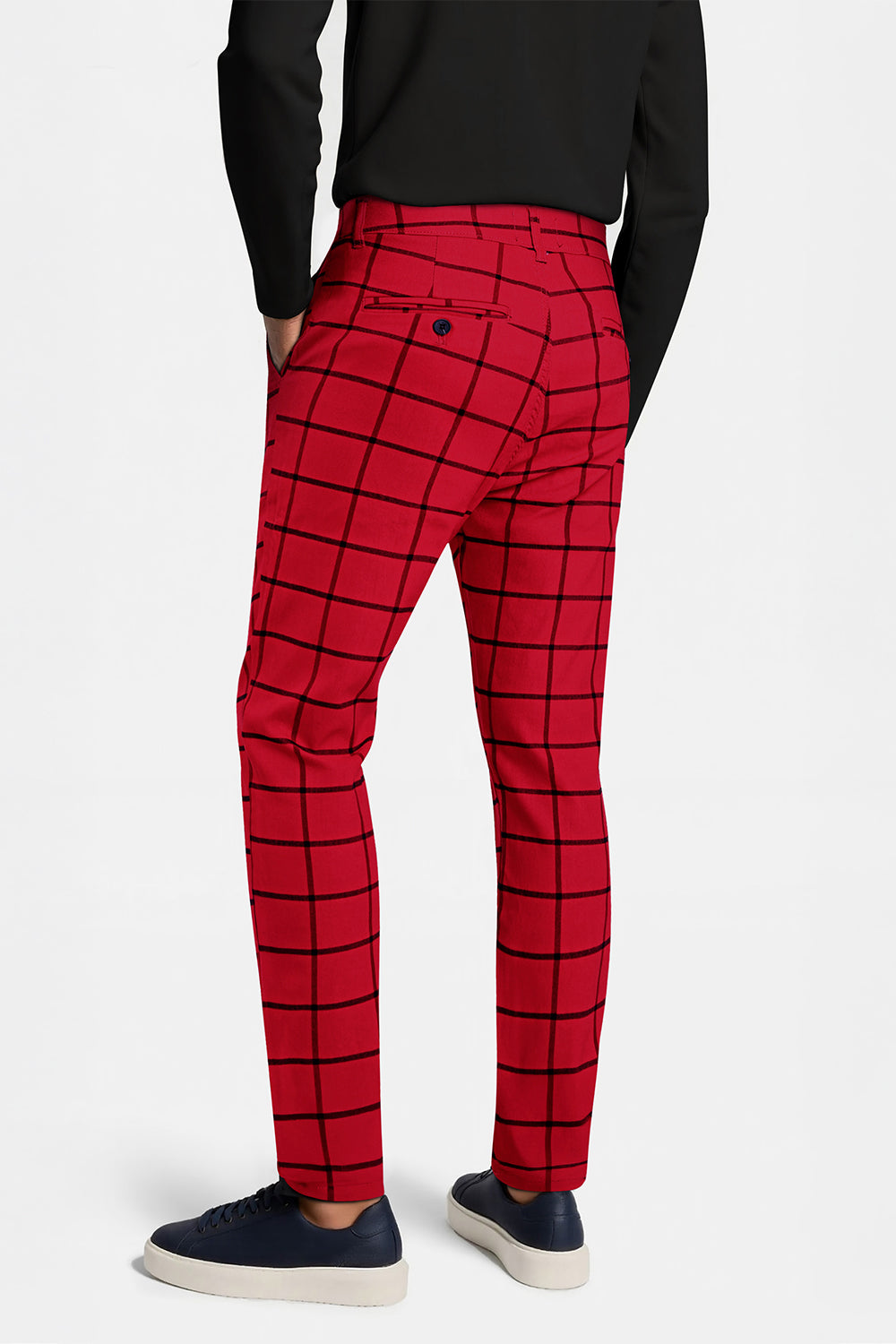 Men's Elastic Skinny Pant - Red Lattice