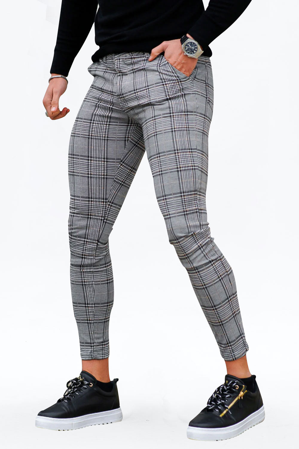 Shop Gintto Men s Grey Check Trousers GINGTTO shop-gintto-men-s-grey-check-trousers-gingtto