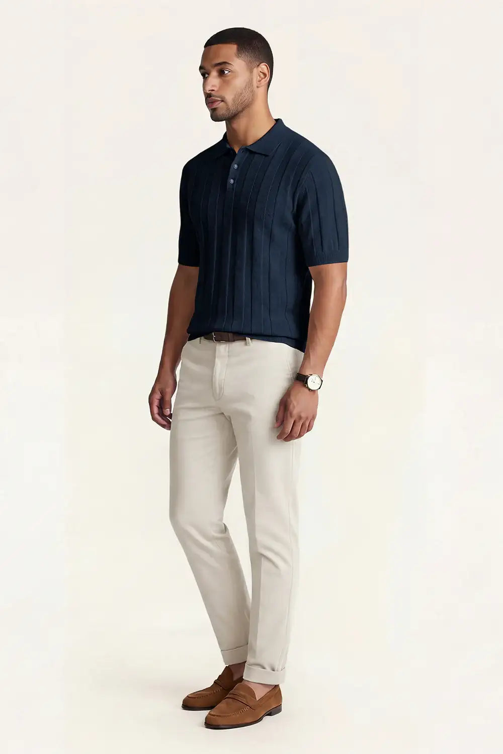 Polo ajustado de alta calidad para hombre - Gris