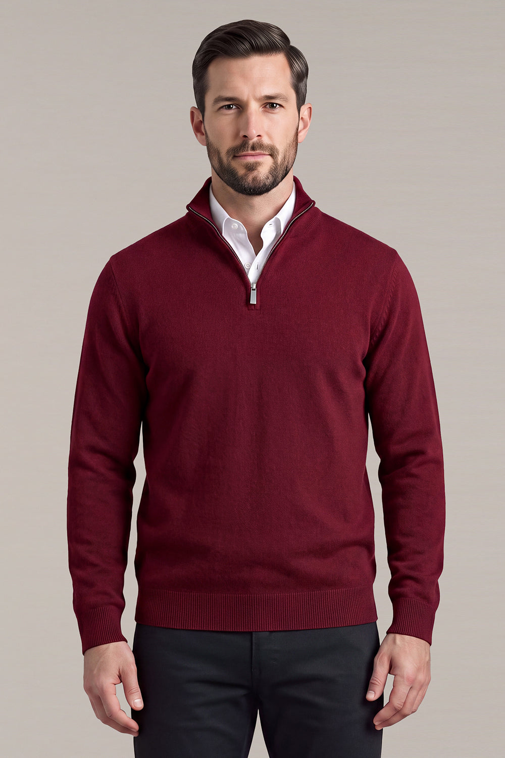 Men's Classic Quarter-Zip Knit Sweater | Lightweight Slim Fit Pullover