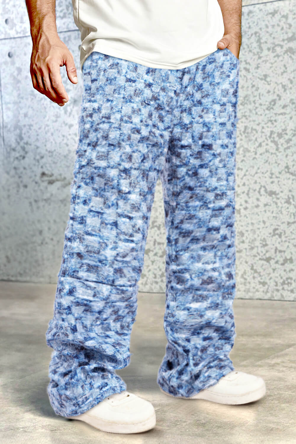 Men's Straight Raw Edge Stitching Jean Light Blue For Sale – GINGTTO