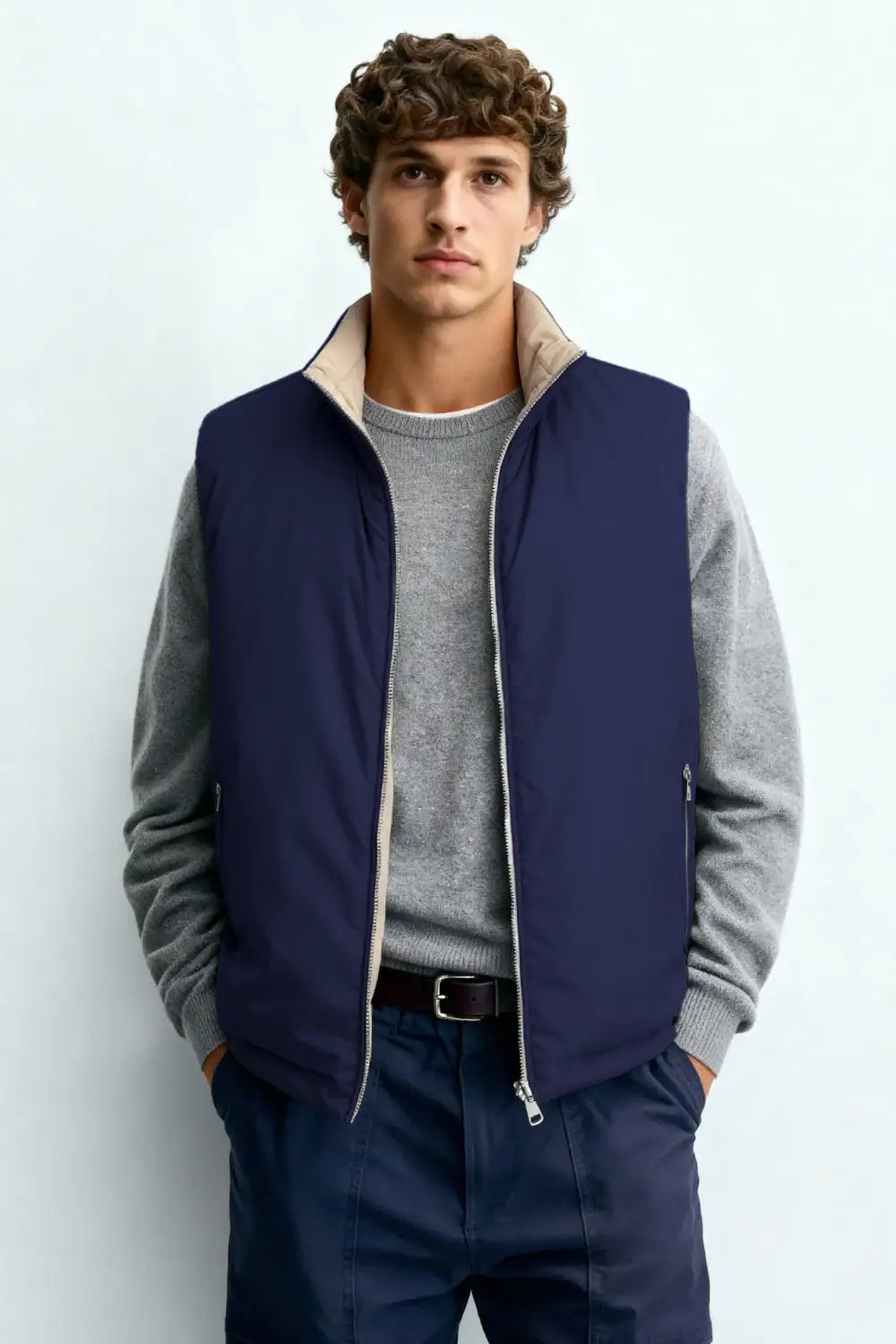 Men's Reversible Vest - Dark Blue For Sale – GINGTTO