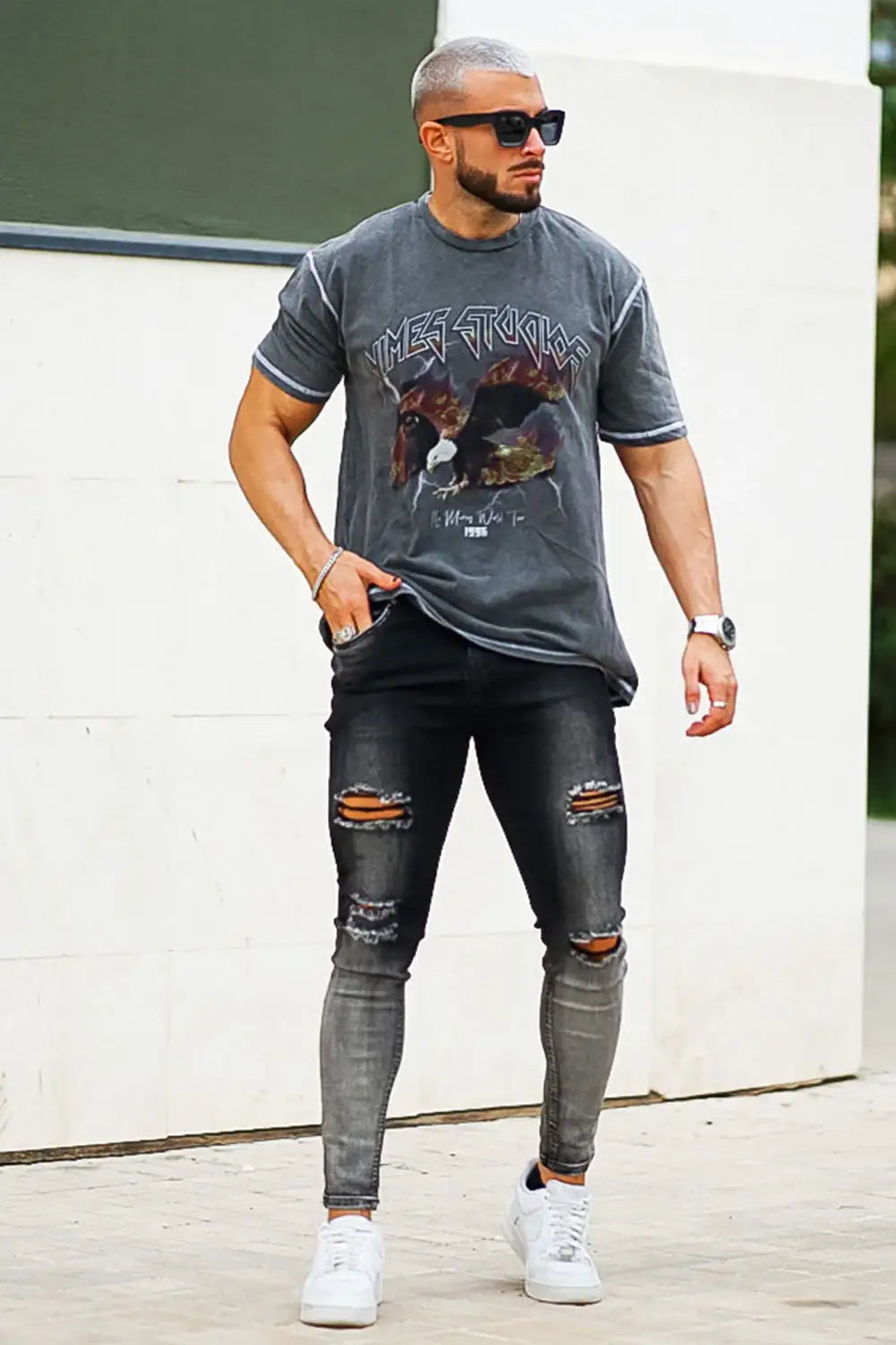 Vintage Skinny Jeans - Black And Grey