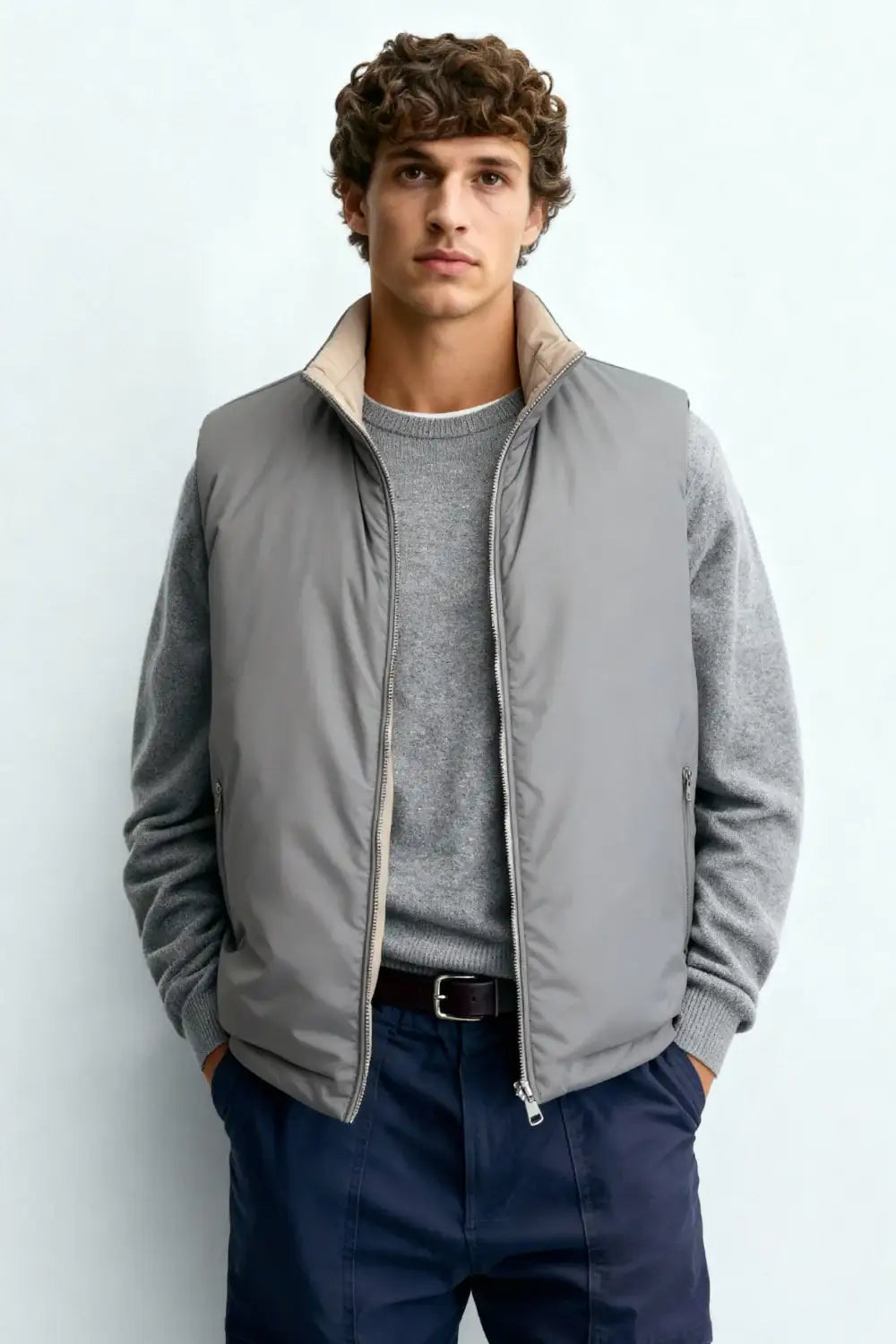 トップス reversible vest GRAY Men's Reversible Vest - Grey For Sale – GINGTTO