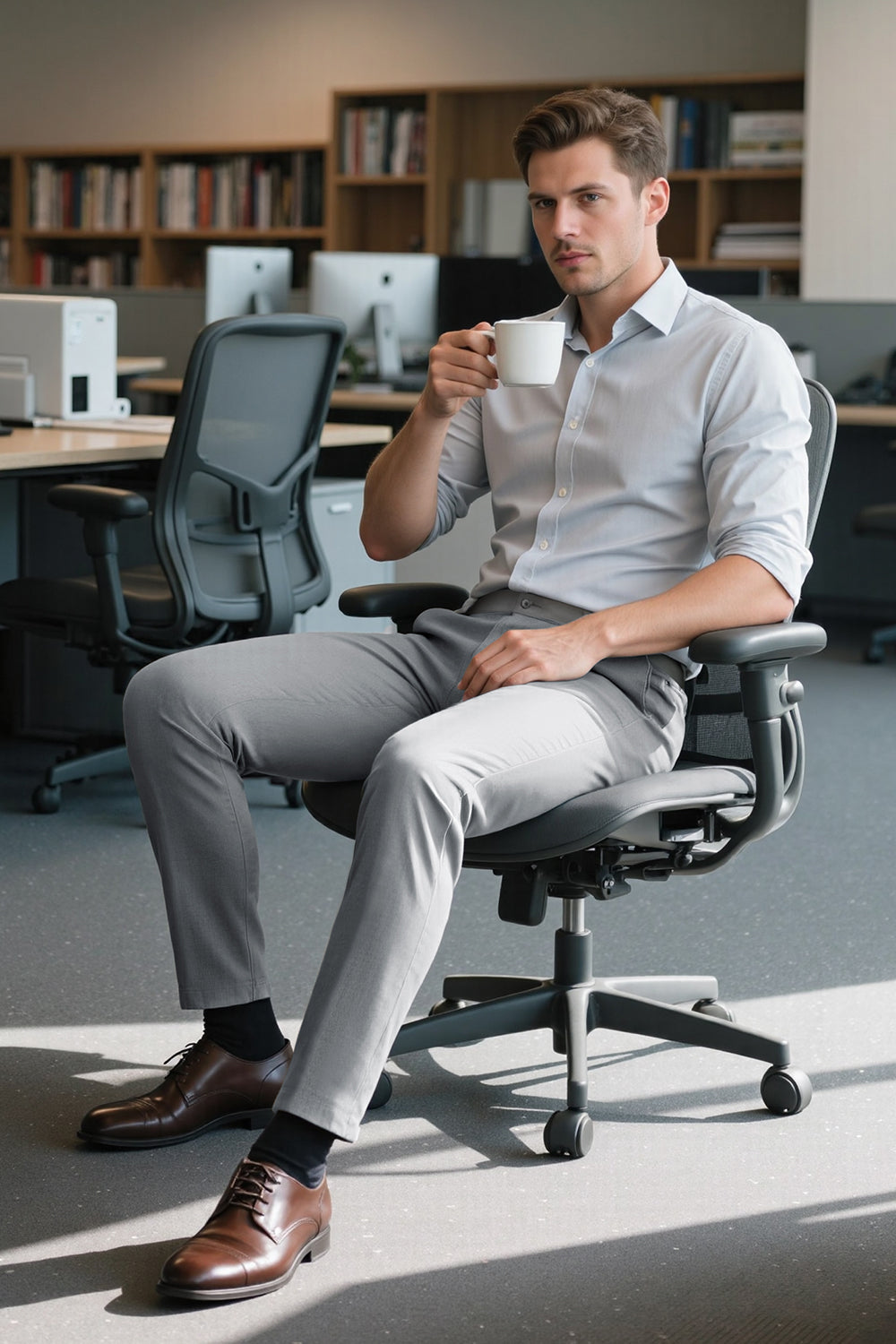 Pantalón chino para hombre - Azul crema