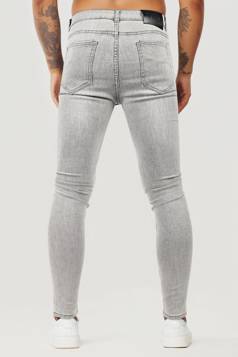 Men‘s Ripped Washed Skinny Marble Grey Jean