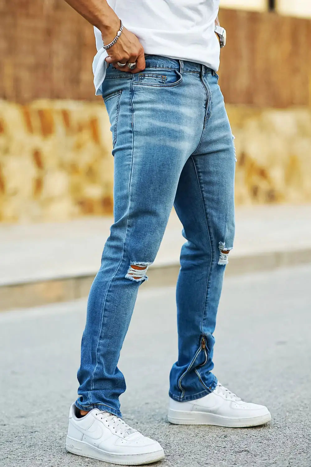 Men's Vintage Jeans With Zipper