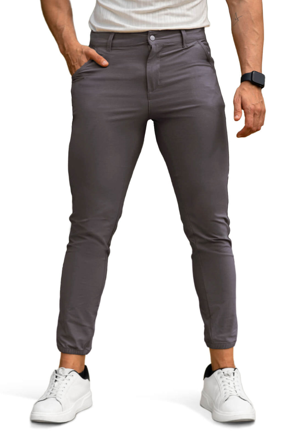 Pantalon De Vestir Gris Topo Pantalón Tiro Alto De Pana Topo