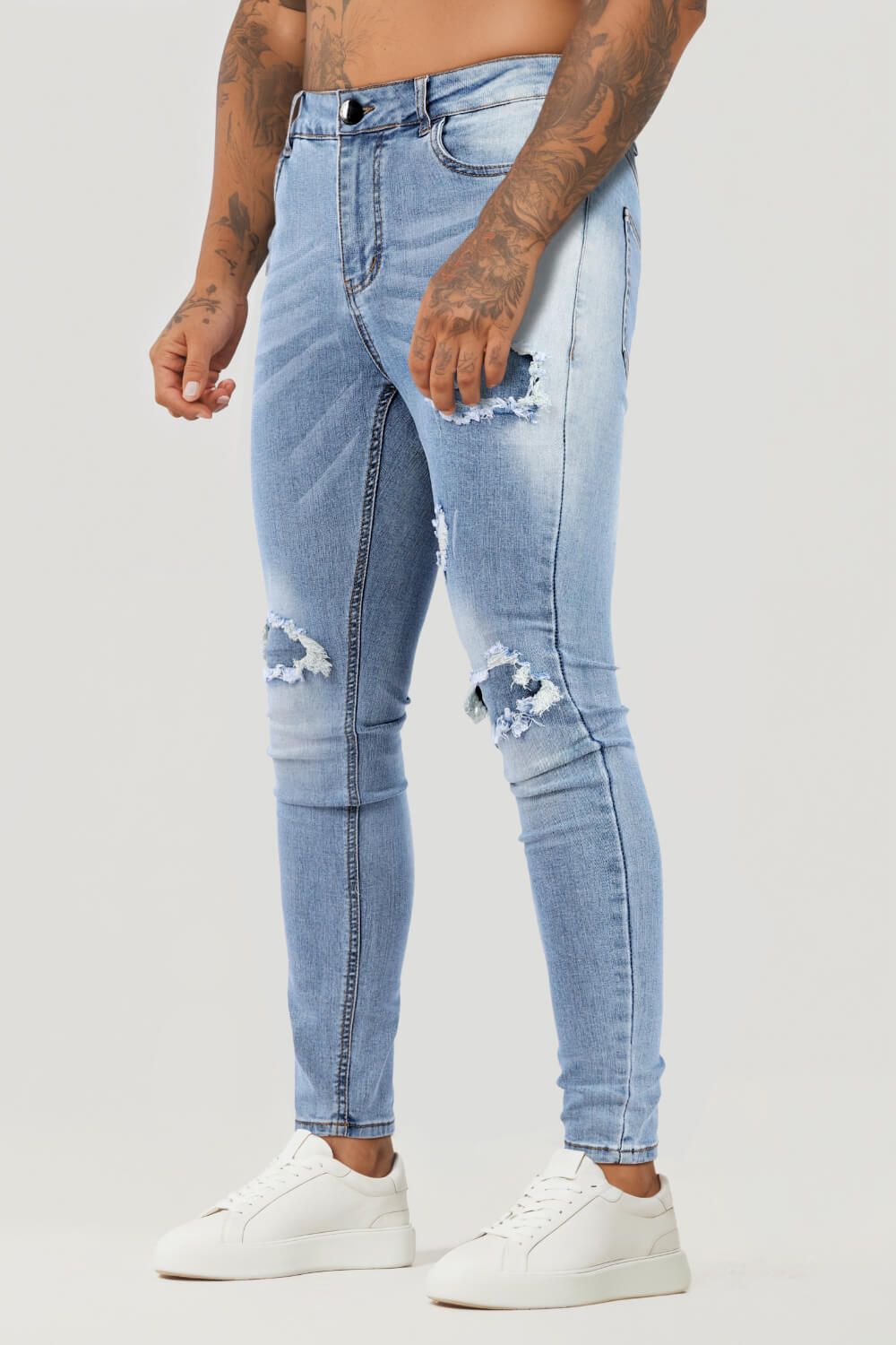 Compre jeans ajustados elásticos para hombre de $80 con envío