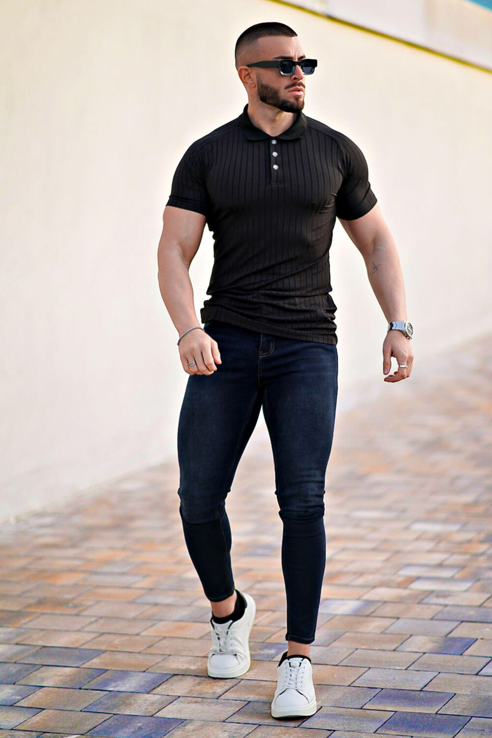 Men's Slim Fit Short Sleeve Polo Shirts - Black