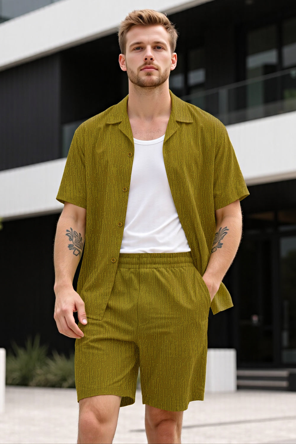 Men Textured Knitting Set Green For Sale – GINGTTO