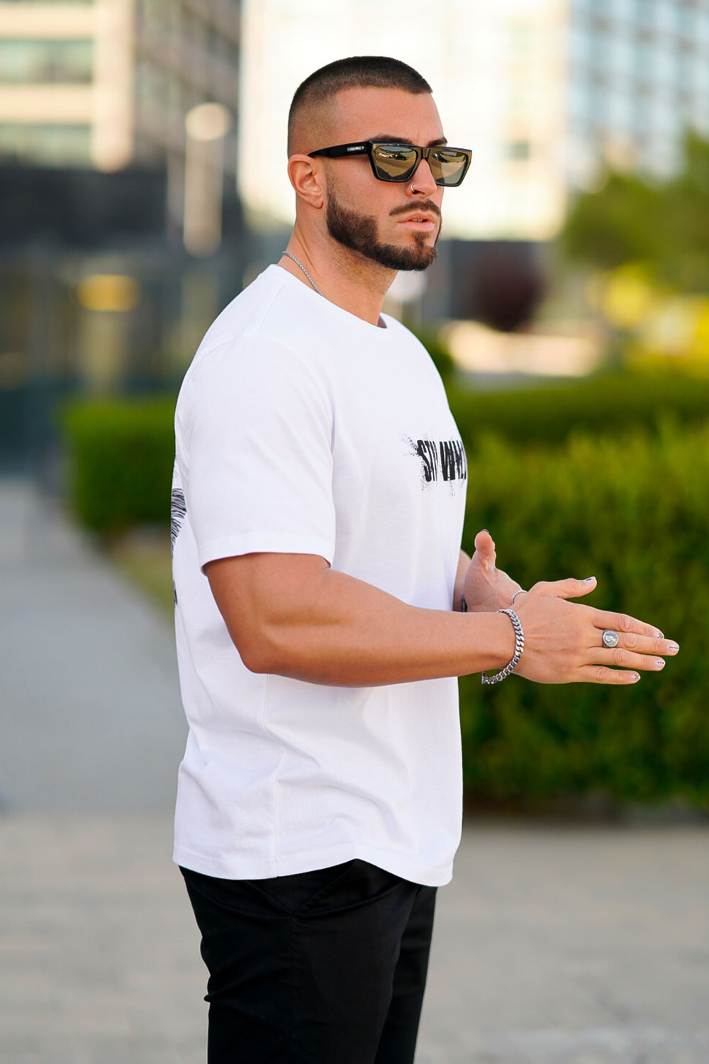 T-shirt blanc à manches courtes pour hommes