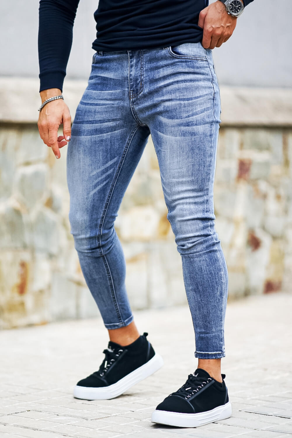 Jean skinny bleu moyen pour homme 50 de réduction Jean skinny Jean skinny pour homme Jean slim fit pour homme Jean stretch