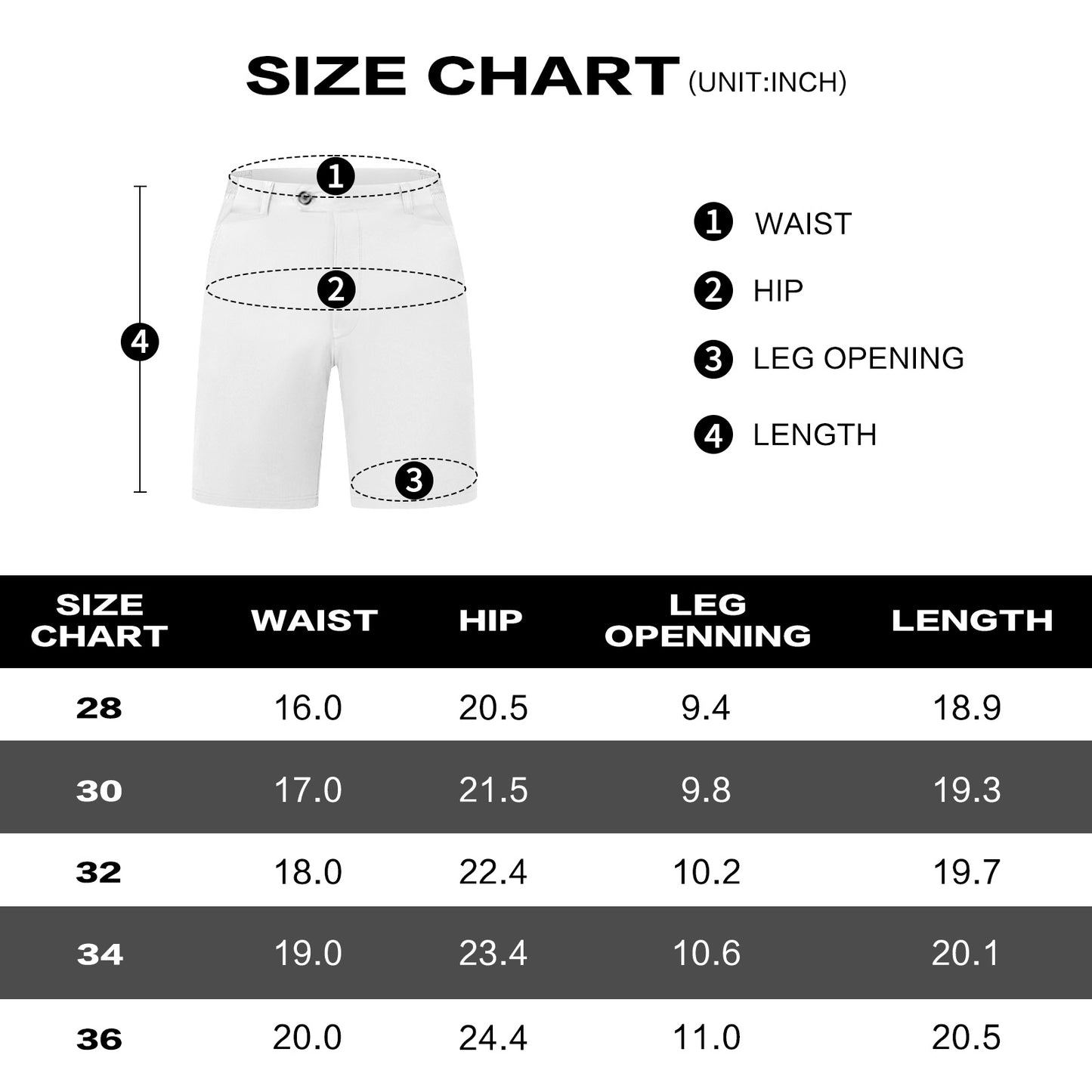 Mens Casual Chino Short - White