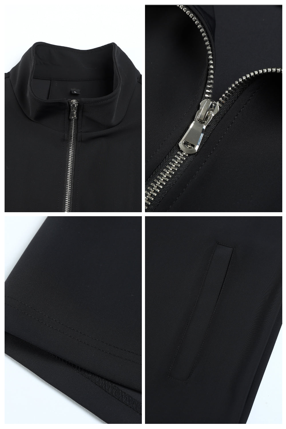 Men's Casual Stand Collar Zip-Up Vest - Black