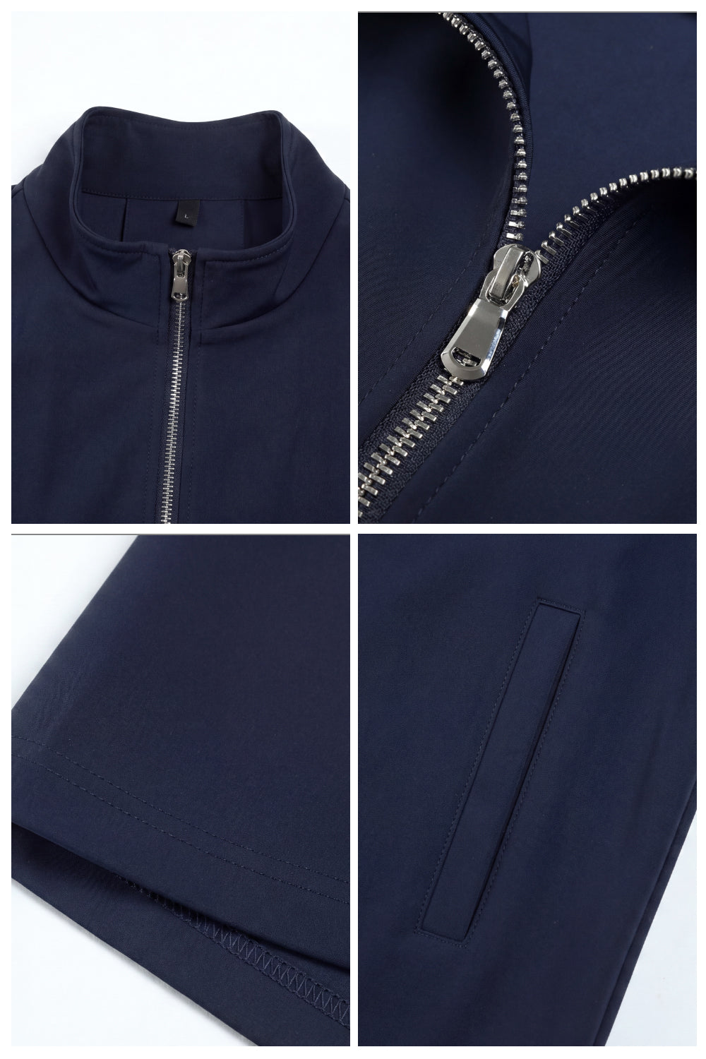 Men's Casual Stand Collar Zip-Up Vest - Navy Blue