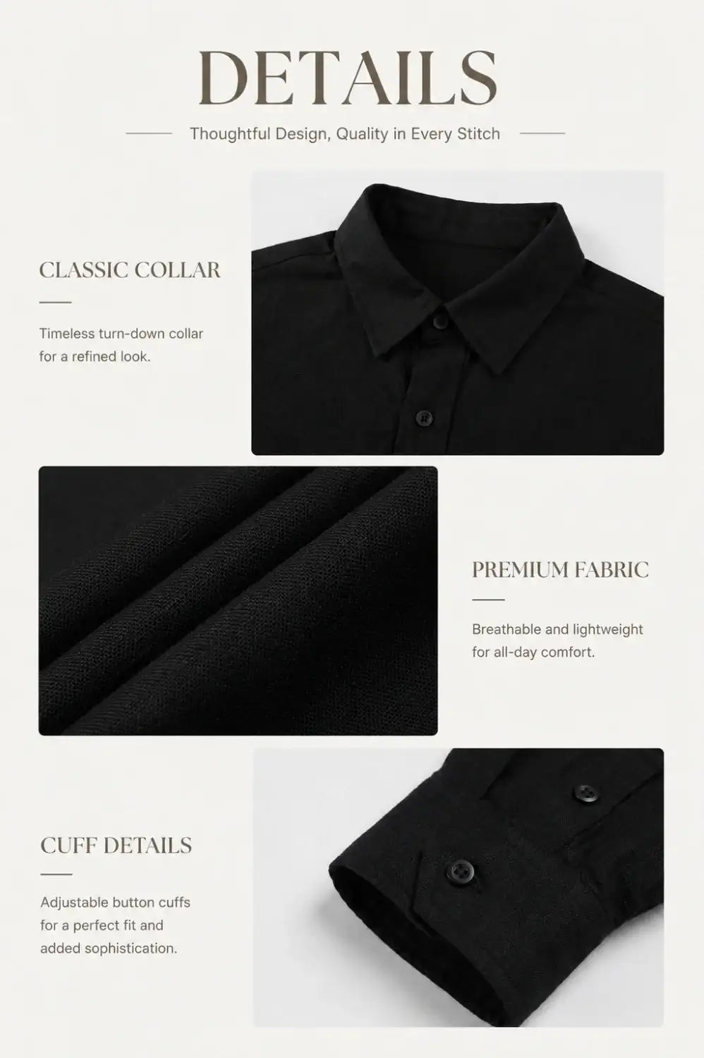 Men's Casual Linen Shirts - Black