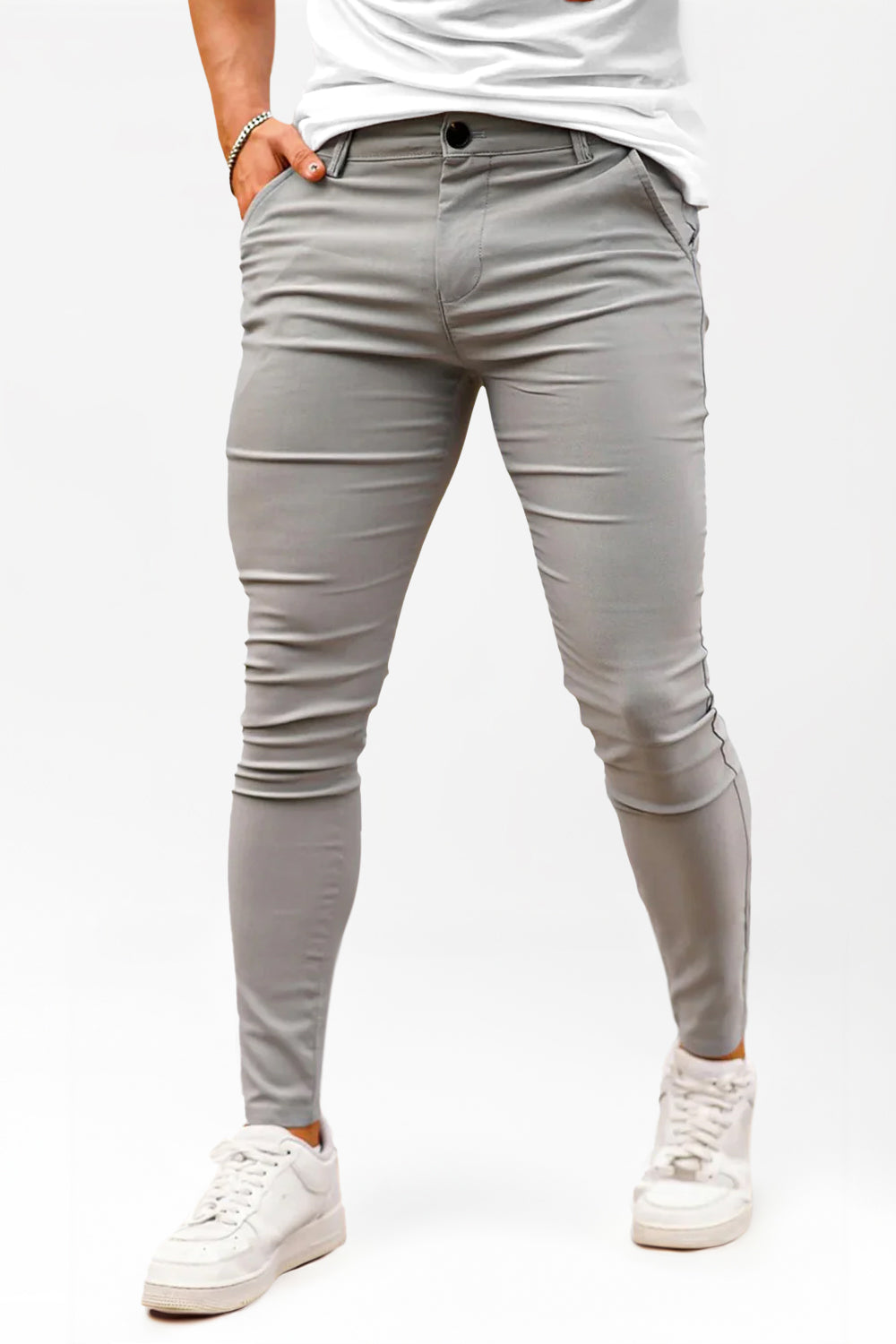 Pantaloni skinny grigio chiaro da uomo Alta resilienza in