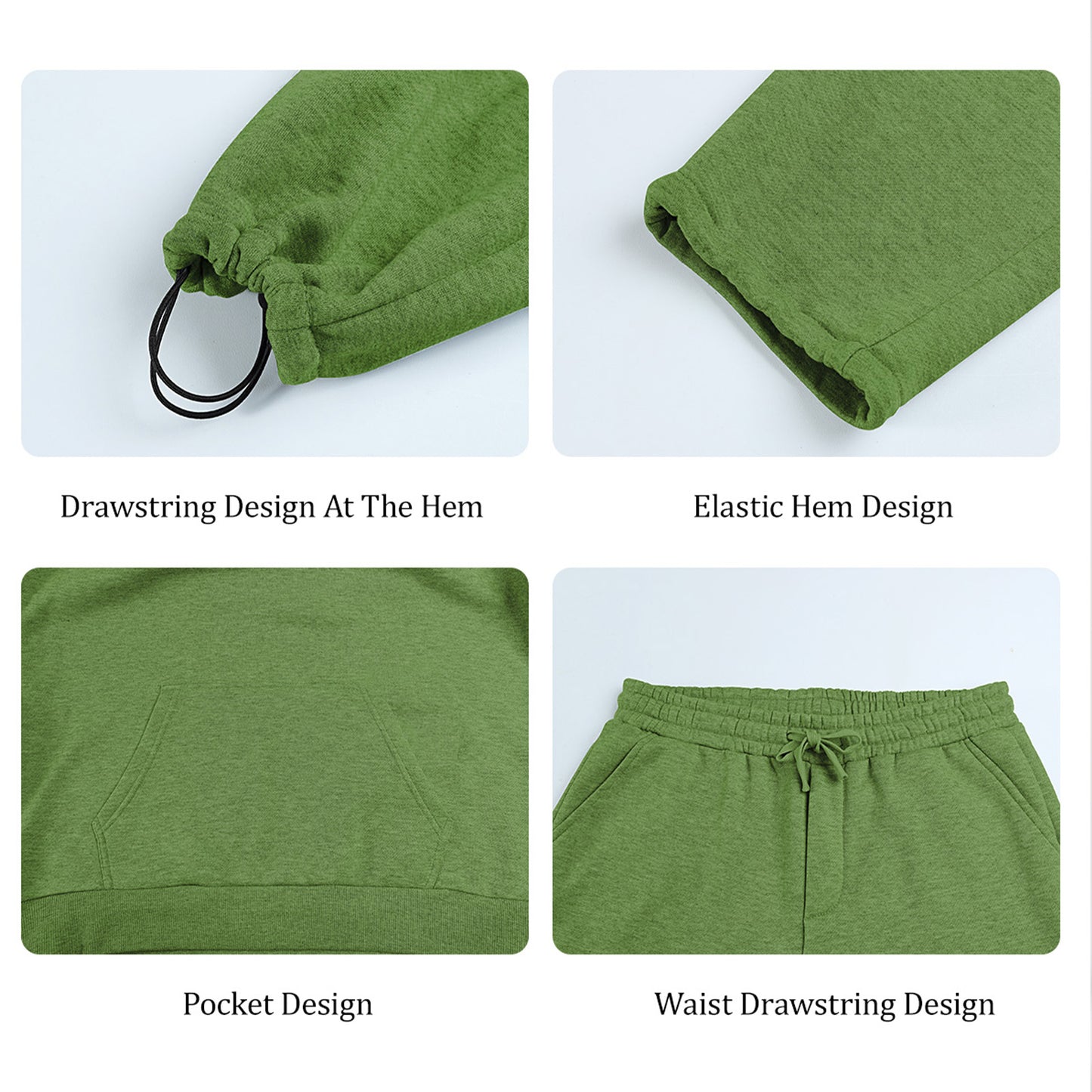 Men Pulloverl Hoodie Set - Green