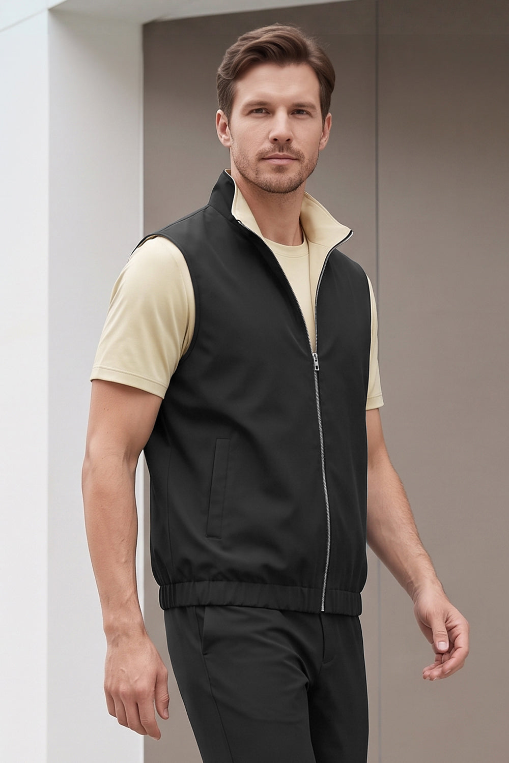 Men's Smart Casual Reversible Vest | Dual-Color Full-Zip Sleeveless Jacket