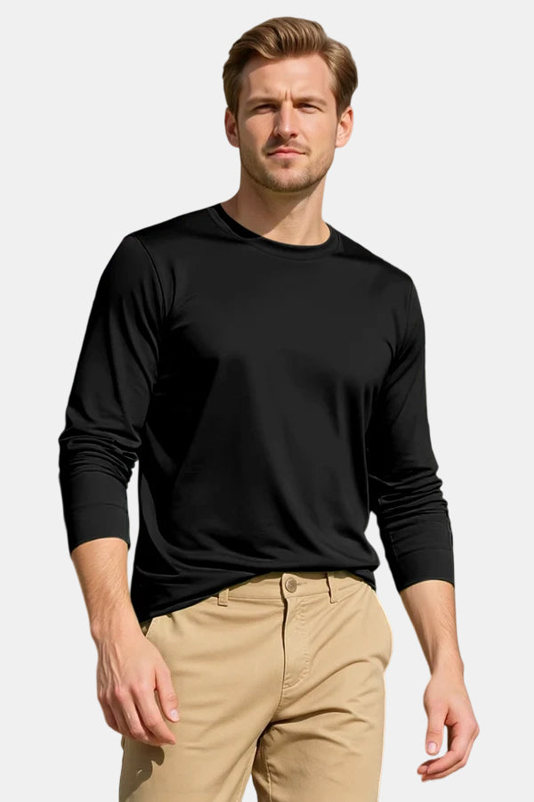 mens dress long sleeve t shirts Men's Mercerized Cotton Long Sleeves T-Shirt