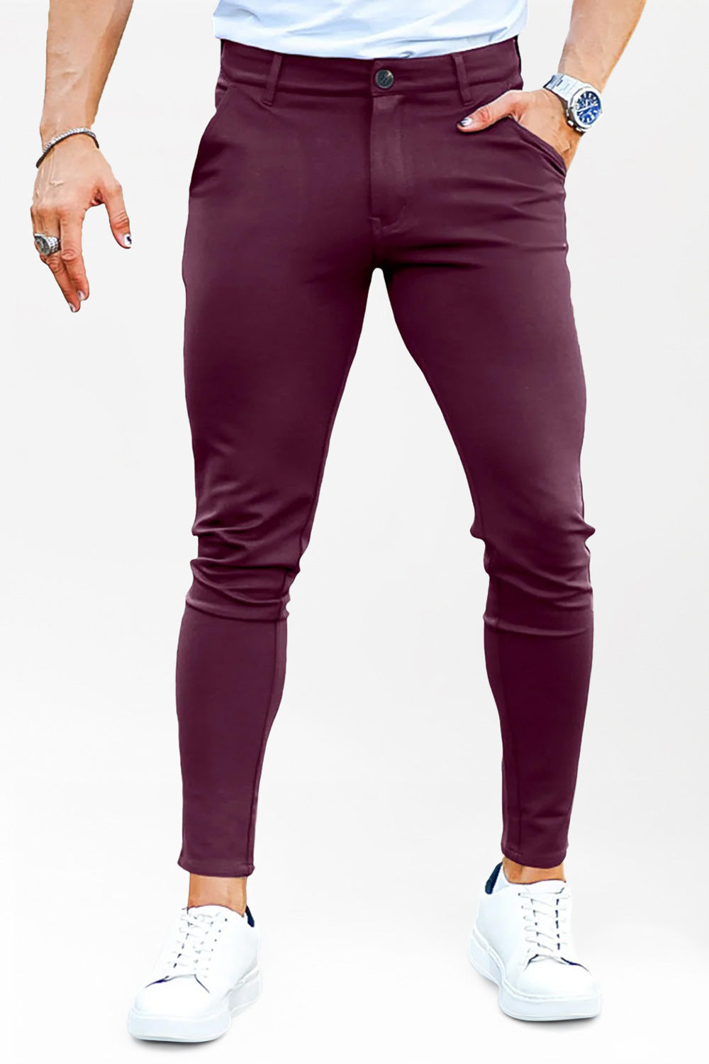 Cómo Combinar Outfit Pantalon Vino Hombre Casual Pantalón Casual