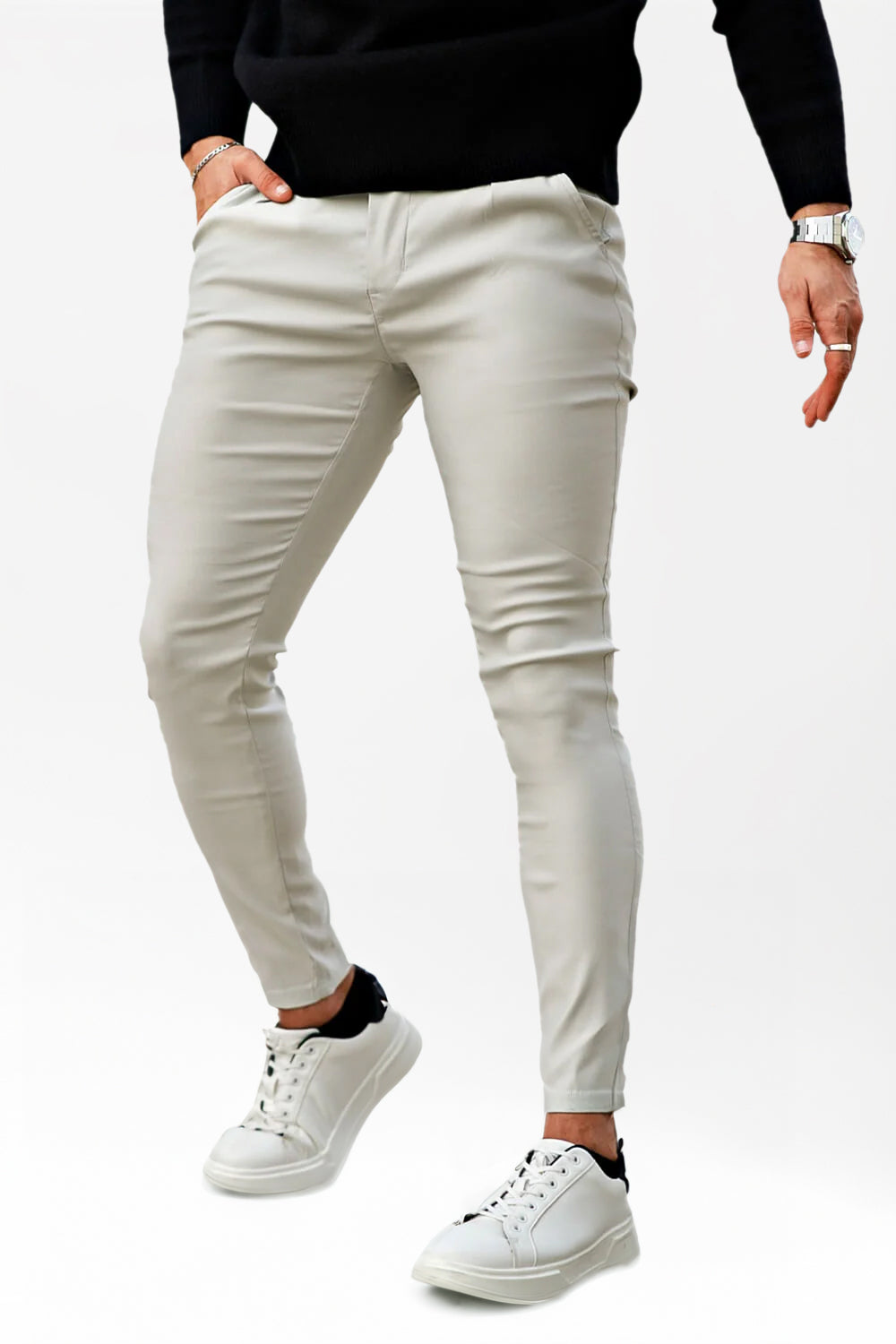 Pantalon Beige Pantalón A Cuadros Blanco Y Negro Outfit Hombre