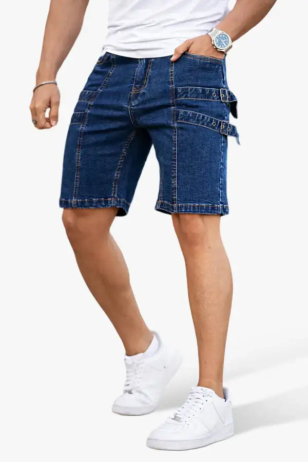 Men's Stretch Denim Short - Dark Blue For Sale – GINGTTO