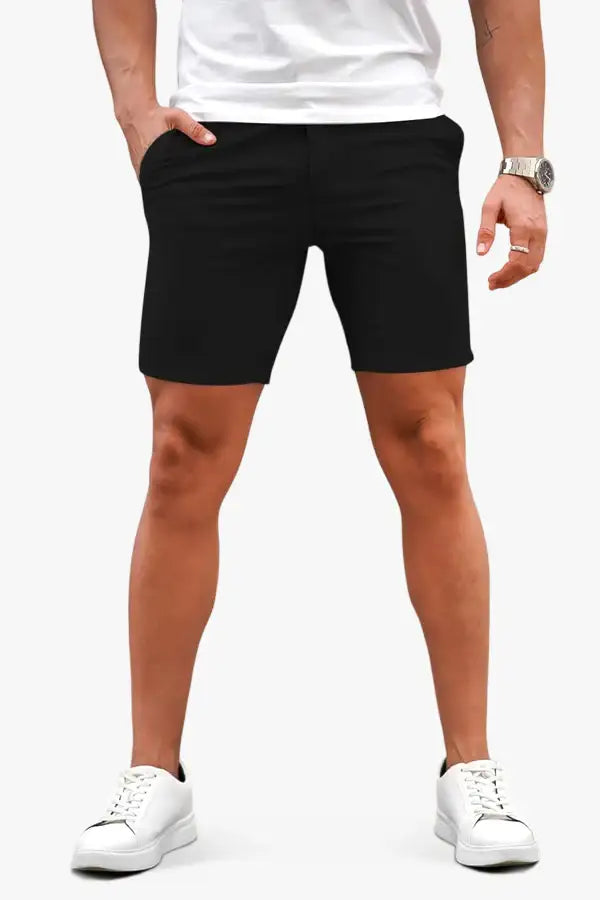 Mens Black Stretch Chino Short For Sale – GINGTTO