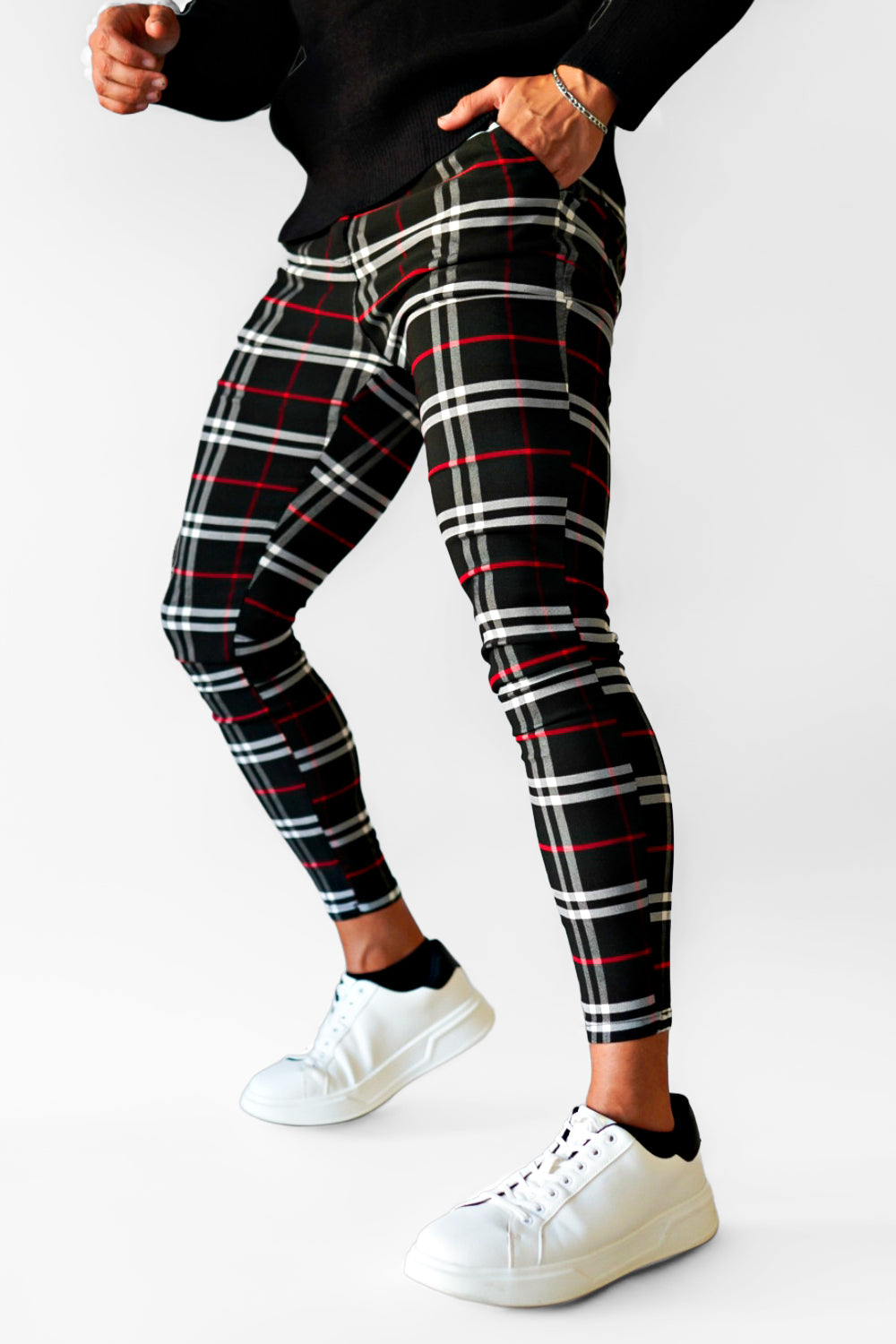 Outfit Pantalon De Cuadros Negro Y Rojo Pantal N De Pijama Para