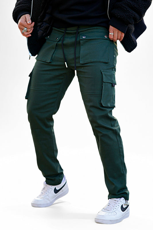 Men's Green Cargo Pant - Slim Fit