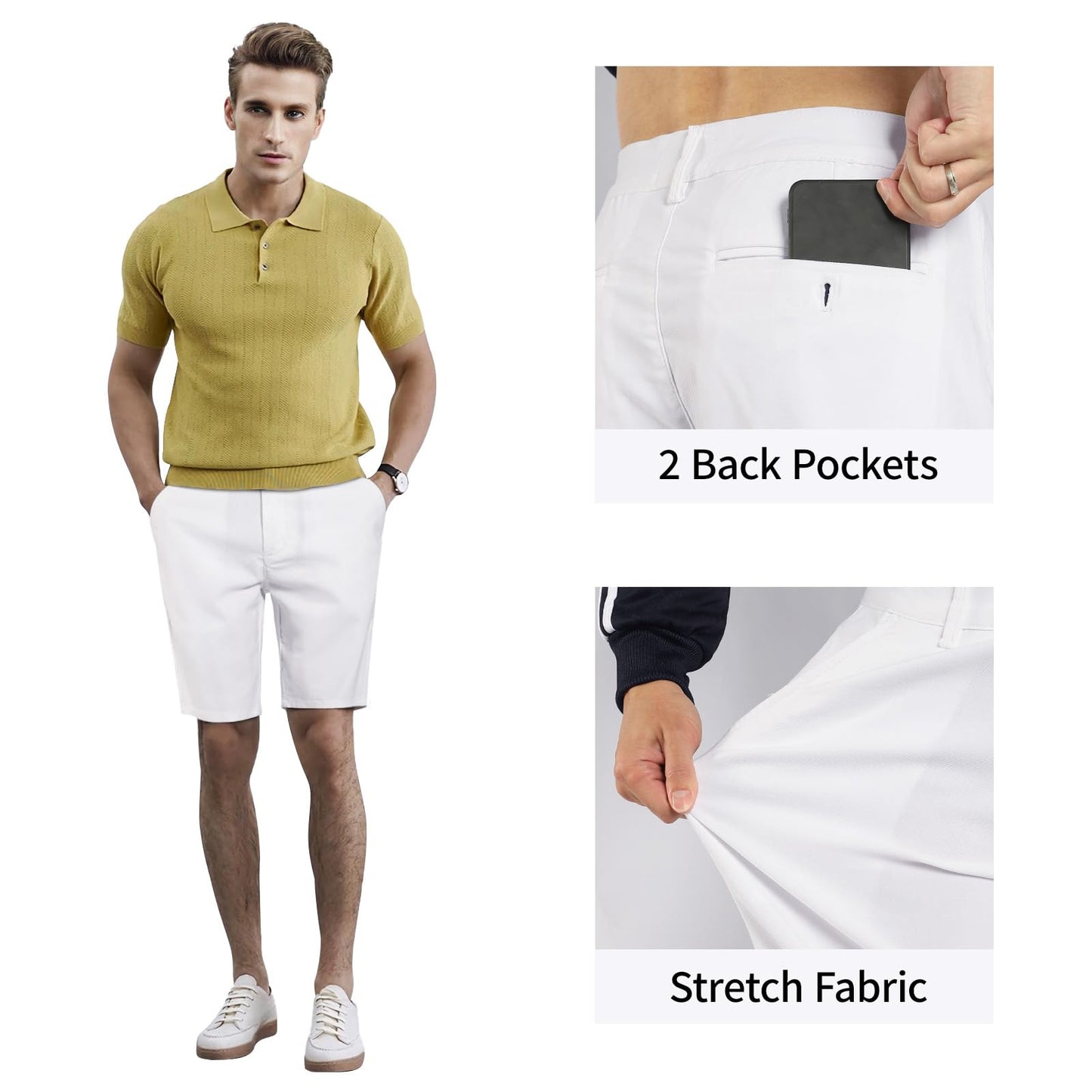 Mens Tailored Chino Short - White