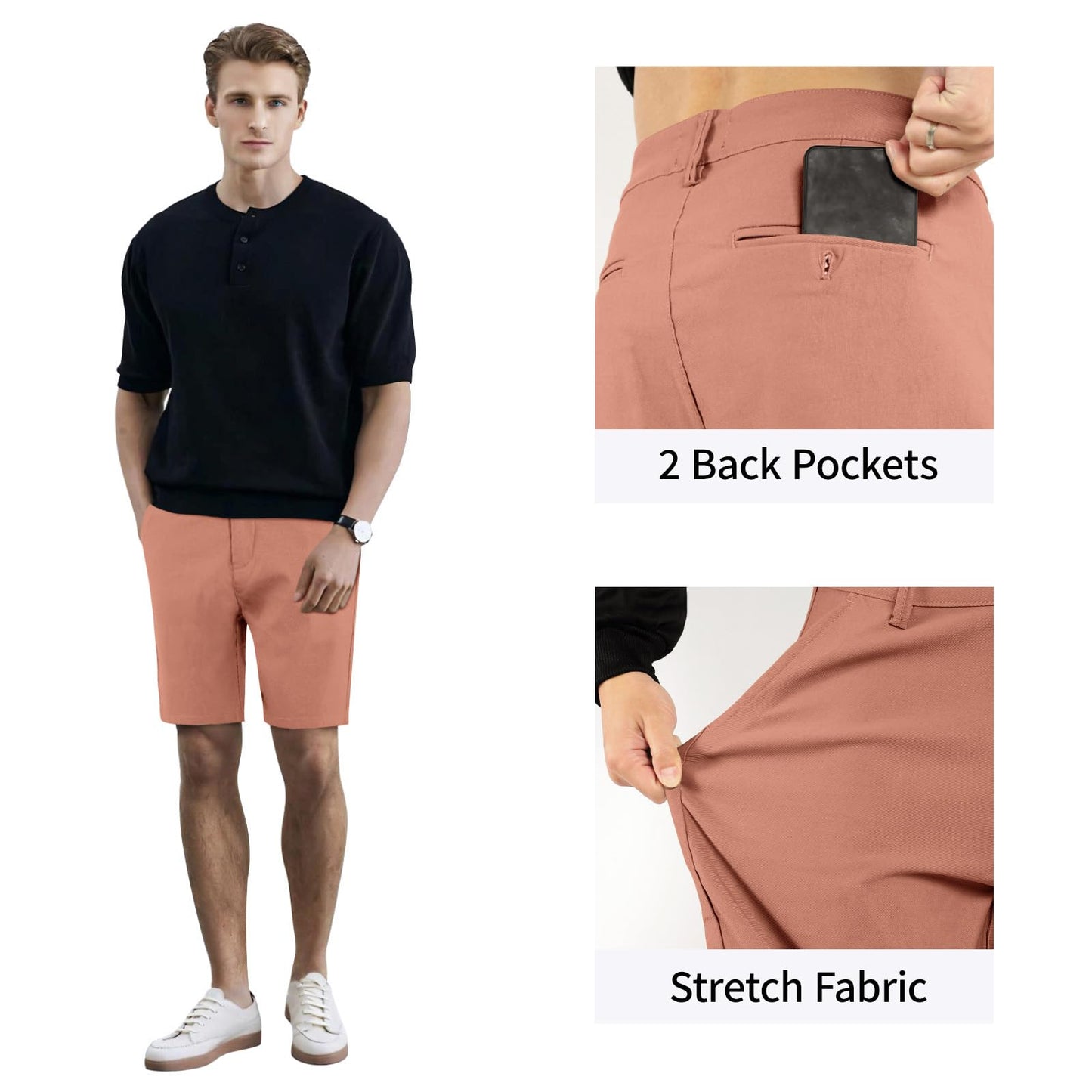 Mens Tailored Chino Short - Salmon