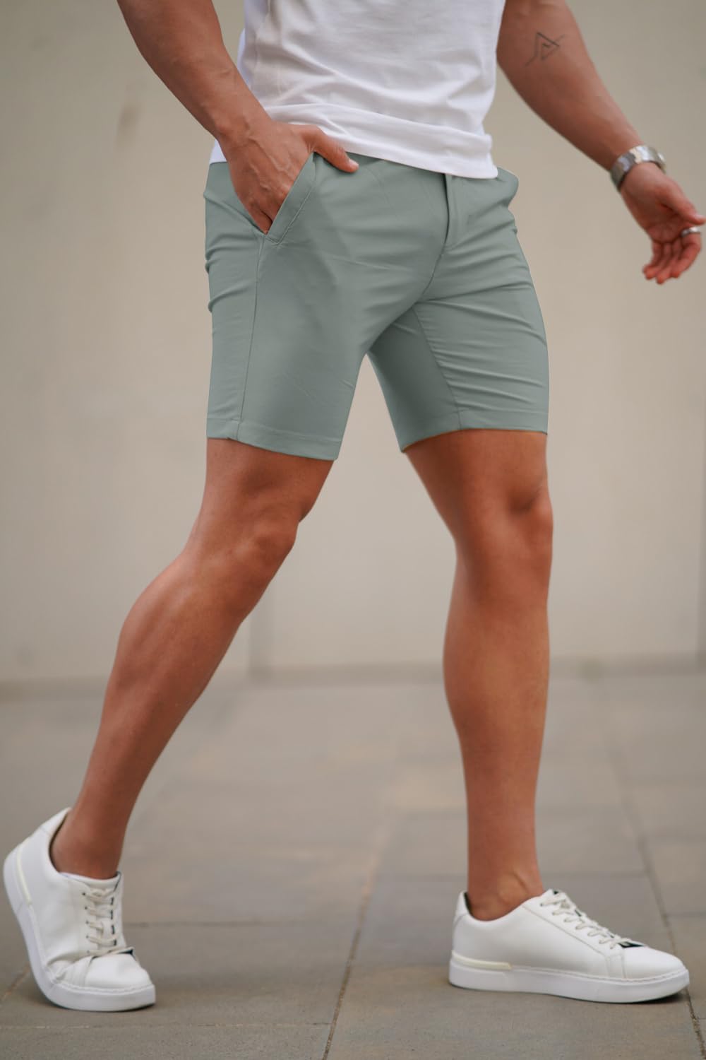 Mens Mountain Green Stretch Chino Short