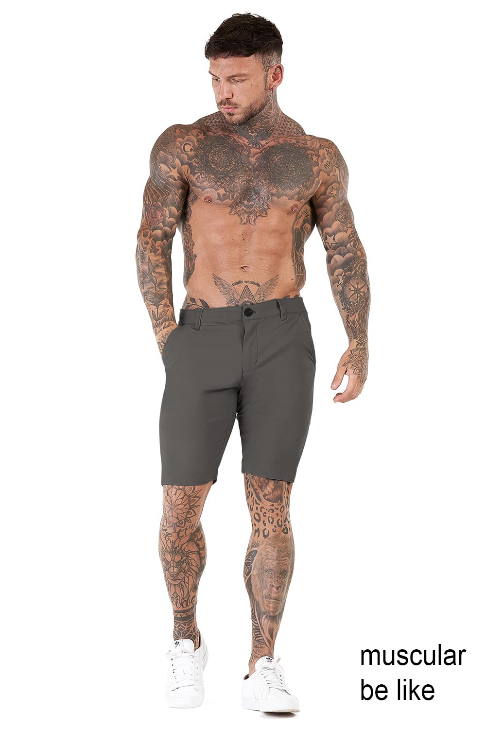 Pantalón corto chino a medida para hombre - Gris oscuro