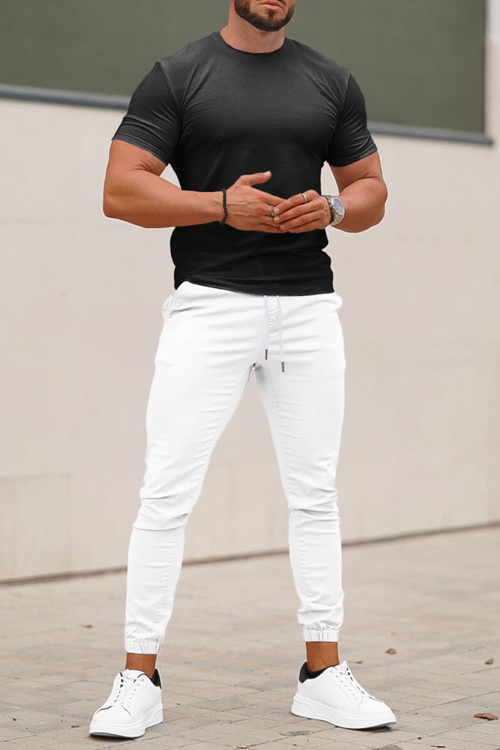 Mens Casual Stretch Pant - White