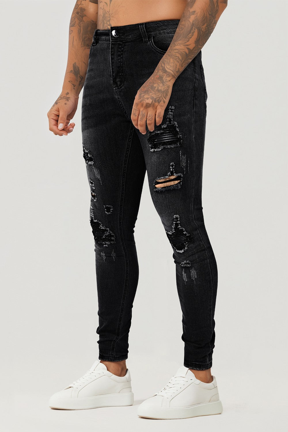 Ripped Jeans Jeans Slim Fit Uomo Significato Pantaloni Neri