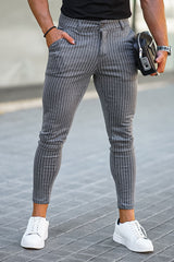 striped chino pants-grey