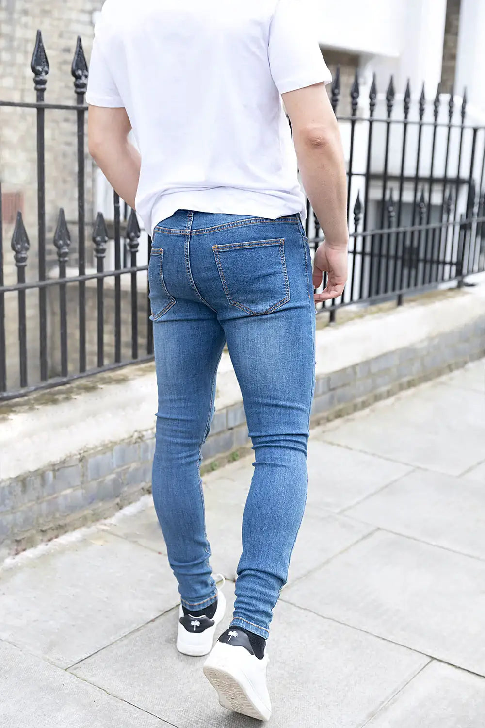 men's blue ripped skinny jeans