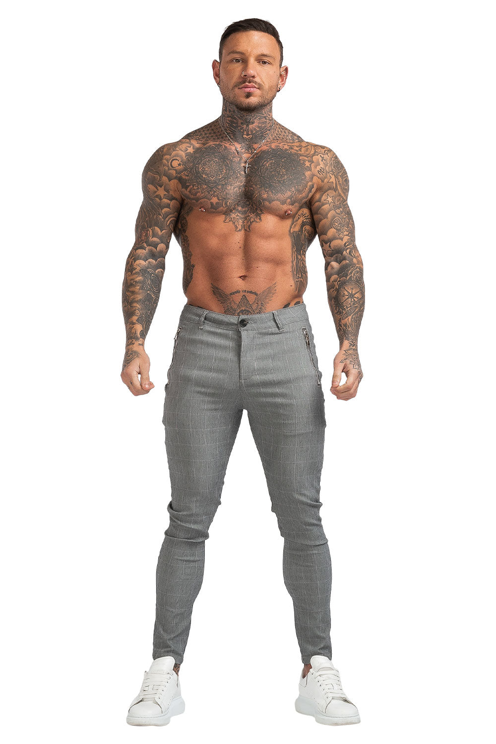 Pantalon chino skinny en treillis pour homme - Gris