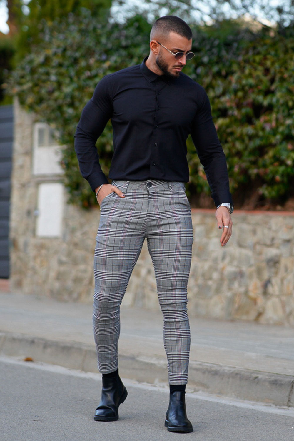 GINGTTO Chinos elásticos ajustados para hombre